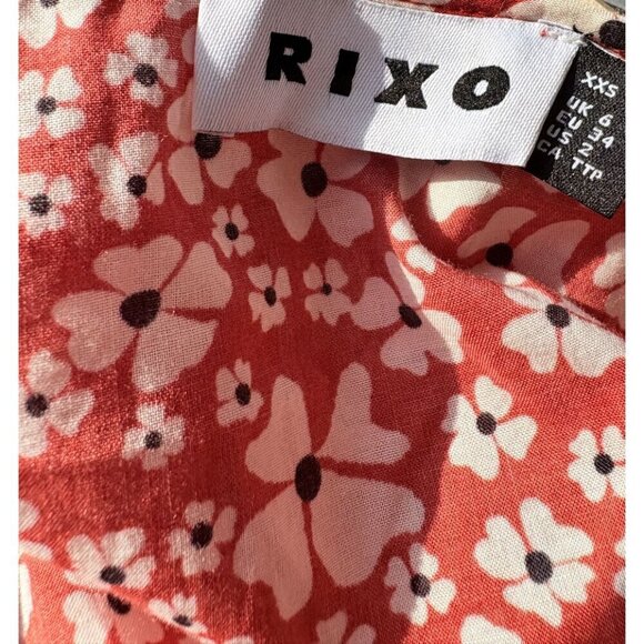 RIXO Colette Red Floral Dress Cotton 6 - Picture 5 of 7